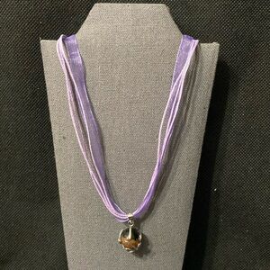 Vintage Sterling 925 pendant with Brown Madagascar Crystal & purple necklace